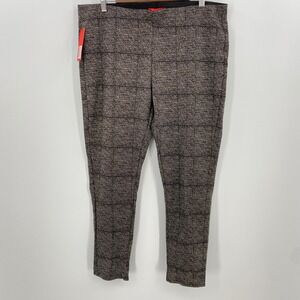 Maze Collection Plaid Leggings Womens 3X Brown Windowpane Career Office Stretch